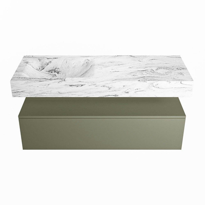 MONDIAZ ALAN - DLUX Badkamermeubelset - 120cm - onderkast - Army - 1 lade - vrijhangende wastafel - wasbak links - 1 kraangat - Glace