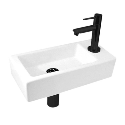 Best Design Bicolor Set lave-mains 36x18x9cm céramique 1 trou de robinet droite Blanc/noir mat