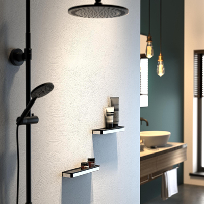 Geesa Frame Collection tablette 26x2,5x6,5cm noir/chrome Laiton