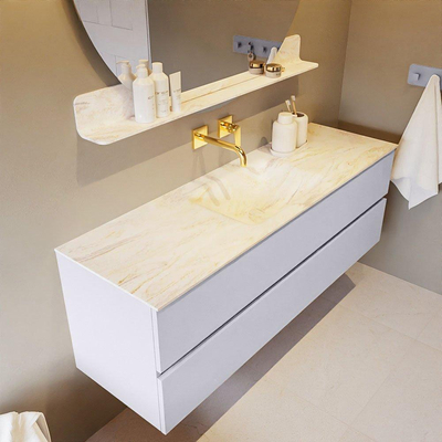 Mondiaz VICA-DLUX ensemble de meuble de salle de bain - 150cm - meuble sous-vasque cale - 2 tiroirs - lavabo encastrée cloud milieu - sans trous de robinet - version haute de 60cm - ostra