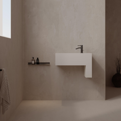 Ideavit Solidtetris Vrijhangende Wastafel - 60x30x20 - solid surface - 2 opbervakken - wit mat