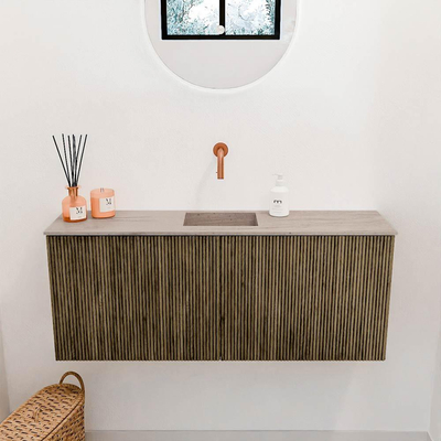 Mondiaz JOYA-DLUX 100cm meuble de salle de bains - couleur Dusk - Vasque FAYE position Milieu Sans trou de robinet couleur Saba.