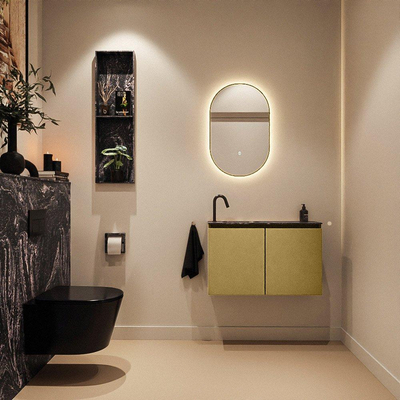 MONDIAZ TURE-DLUX 80cm toiletmeubel Oro. EDEN wastafel Lava positie links. Met 1 kraangat.