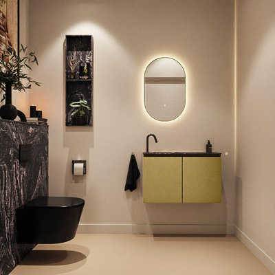 MONDIAZ TURE-DLUX Meuble toilette - 80cm - Oro - EDEN - vasque Lava - position gauche - 1 trou de robinet