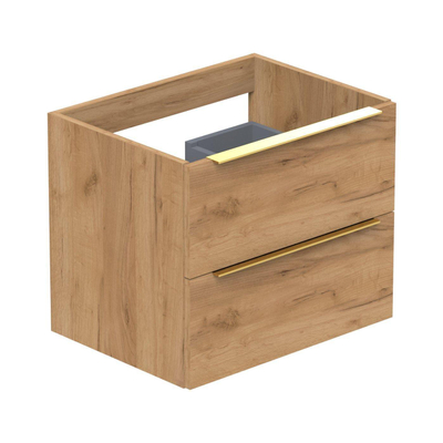 Thebalux Type meuble bas 60x45x50cm poignée rapportée laiton 2 tiroirs softclose poignée standard MDF/panneau de particules chêne structuré