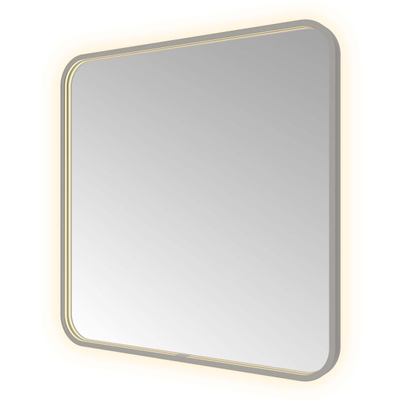 Hotbath &MORE Spiegel - 80x80cm - direct en indirect LED - spiegelverwarming - color changing - dimbaar - met afstandsbediening - PVD - geborsteld gunmetal antraciet