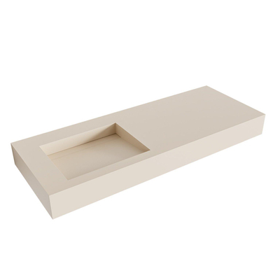 Mondiaz AVON Vrijhangende wastafel - 120cm - wasbak links - rand 12cm - Solid surface Linen
