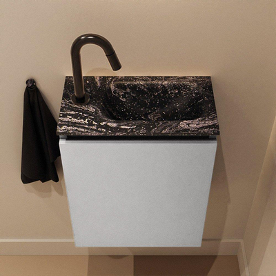 MONDIAZ TURE-DLUX Meuble de toilettes 40 cm Plata. Lavabo EDEN Lava position droite. Avec 1 trou de robinet.