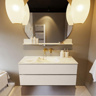 MONDIAZ VICA-DLUX Ensemble meuble de salle de bains - 120cm - sous-meuble linen - 2 tiroirs - lavabo encastré cloud central - sans trous de robinet - version haute 60cm - frape