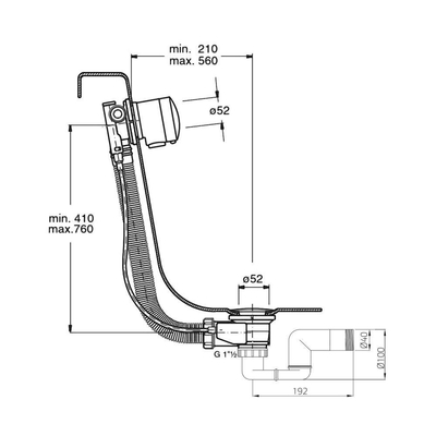 Xenz Serviceartikel Luxe vidage/combinaison de remplissage de baignoire allongée laiton or brossé