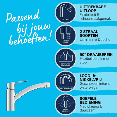 GROHE Start Keukenkraan - draaibare/uittrekbare uitloop - chroom OUTLETSTORE