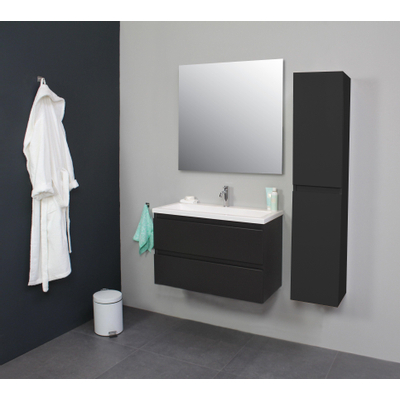 Basic Bella Meuble avec lavabo acrylique 80x55x46cm 1 trou de robinet Anthracite mat