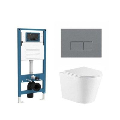 QeramiQ Dely Ensemble WC - réservoir encastré Qeramiq Flush - abattant slim - plaque de commande en plastique anthracite mat - boutons rectangulaires - blanc mat