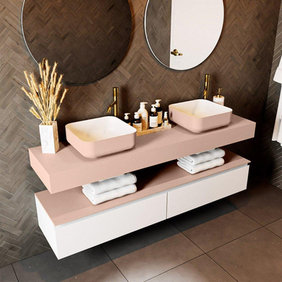Mondiaz TOP 30 Vrijhangend Topblad - 160x30x12cm - geschikt voor waskom - Solid surface - Rosee