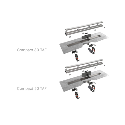 Easydrain Compact TAF afvoergoot enkele plaat 60cm 30mm met Zero design rooster RVS TWEEDEKANS
