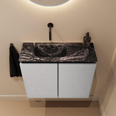 MONDIAZ TURE-DLUX Meuble de toilettes 60cm Plata. EDEN lavabo Lava position gauche. Sans trou de robinet.