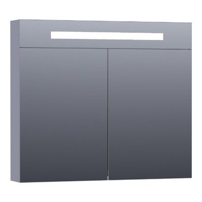 BRAUER Promise Deluxe armoire de toilette - 80x70x15cm - avec éclairage direct - 2 portes miroir double face - gris mat