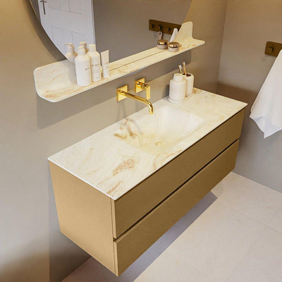 Mondiaz VICA-DLUX Ensemble de meuble de salle de bain - 120cm - meuble sous-vasque oro - 2 tiroirs - lavabo encastré cloud milieu - sans trous de robinet - version haute de 60cm - frape