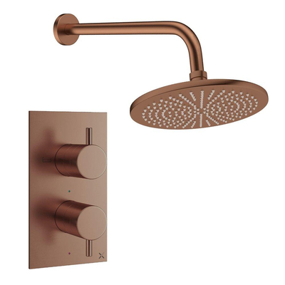 Crosswater MPRO ensemble de douche pluie encastré – douche de tête Ø 30 cm – sans douchette – 2 leviers – brons geborsteld