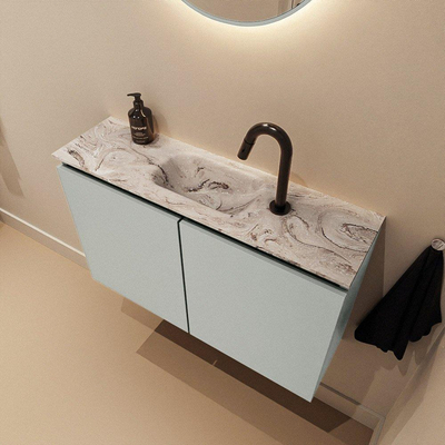 MONDIAZ TURE-DLUX 80cm toiletmeubel Greey. EDEN wastafel Glace positie midden. Met 1 kraangat.
