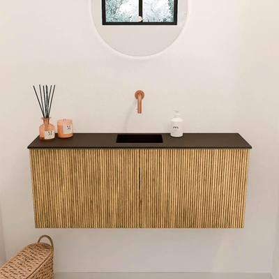 Mondiaz JOYA 100cm meuble de toilette - couleur Oak - Vasque FAYE position Milieu Sans trou de robinet couleur Urban.