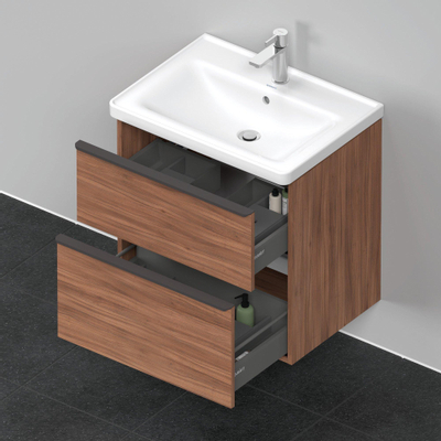 Duravit D-Neo wastafelonderkast 63.4x62.5x45.2cm 2 lades Noten Mat