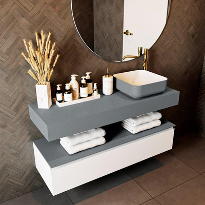 Mondiaz TOP 41 Vrijhangend Topblad - 120x41x12cm - geschikt voor waskom - Solid surface - Plata