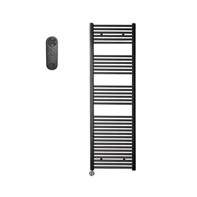 Sanicare HVS Elektrische Radiator - 172x45cm - 920W - met afstandsbediening - thermostaat - chroom - linksonder - mat zwart