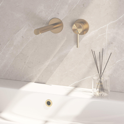 Brauer Stripe wastafelkraan - model A1 - inbouw - laag - rechte uitloop - PVD - goud