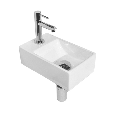 Best Design Wonder Set de lave-mains 29x18x9.5cm avec 1 trou gauche avec robinet siphon et bonde céramique blanc