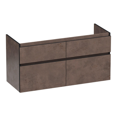 BRAUER Delight Edge meuble sous-lavabo 120 4 tiroirs à fermeture douce - sans poignées - 2 découpes pour siphon - Erosion