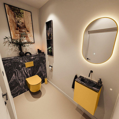 MONDIAZ TURE-DLUX Meuble WC 40 cm Ocher. EDEN lavabo Lava position milieu. Sans trou de robinet.