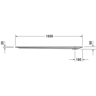 Duravit Starck Slimline Kunststof douchebak acryl rechthoekig - 160x90x6cm - zonder poten - wit