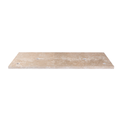 Saniclass Travertine plan sous vasque - 120x46cm - 2 trou de robinet - 2 découpes pour siphon - pierre naturelle marbrée