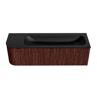 Mondiaz KURVE Ensemble de meuble de salle de bains - 145x46x40cm - 1 tiroir - 1 porte - lavabo solid surface - droit - 2 trous de robinet - Ruby