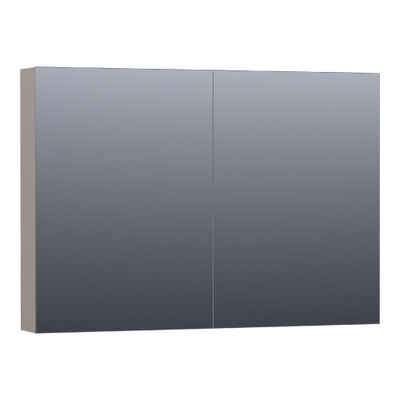 BRAUER Plain Spiegelkast - 100x70x15cm - 2 links/rechtsdraaiende spiegeldeuren - MDF - mat taupe