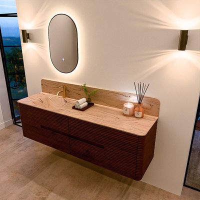 Mondiaz CIRO-DLUX Badkamermeubelset - 170x45x50cm - Solid surface wastafel Arena - 1 wasbak Links - 1 kraangat - 4 lades - Ruby