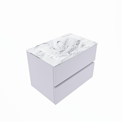 Mondiaz VICA-DLUX Ensemble de meuble de salle de bain - 70cm - meuble sous-vasque cale - 2 tiroirs - lavabo encastrée cloud milieu - sans trous de robinet - version haute de 60cm - glace