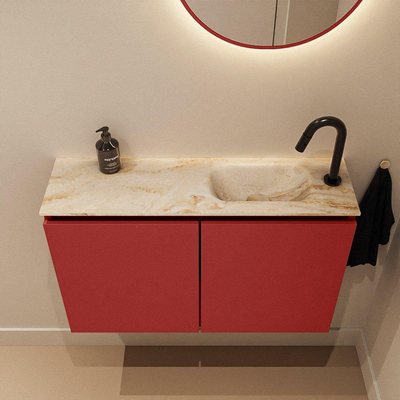 MONDIAZ TURE-DLUX 80cm toiletmeubel Fire. EDEN wastafel Frappe positie rechts. Met 1 kraangat.