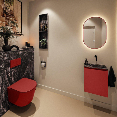MONDIAZ TURE-DLUX 40cm toiletmeubel Fire. EDEN wastafel Lava positie rechts. Zonder kraangat.