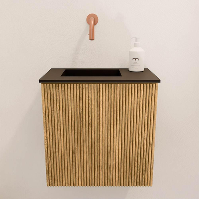 Mondiaz JOYA 40cm toiletmeubel - kleur Oak - Wastafel FAYE positie Links Zonder kraangat kleur Urban.