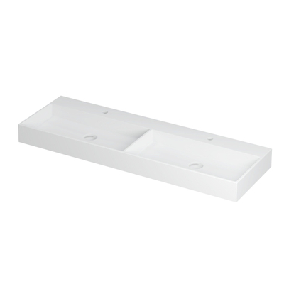 Ink united lavabo 140x11x45cm 2 trous pour robinetterie éviers porcelaine blanc mat