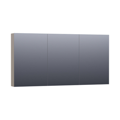 BRAUER Impress Deluxe Armoire de toilette 139x70x15cm éclairage intégré rectangulaire 3 portes pivotantes MDF Taupe mat