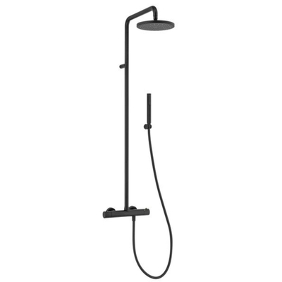 Plieger Napoli colonne de douche thermostatique avec douche de tête ø20cm avec barre de douche à main modèle à 1 position noir mat bu85rm2151ne