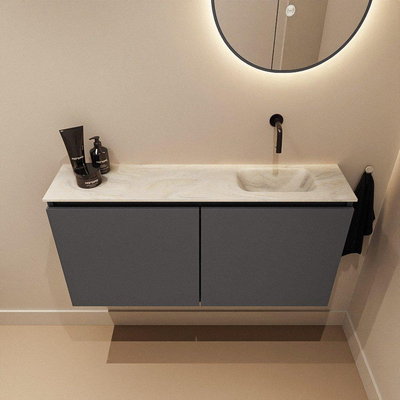 MONDIAZ TURE-DLUX Meuble WC 100 cm Dark Grey. Lavabo EDEN Ostra position droite. Sans trou de robinet.