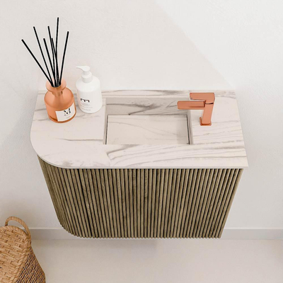 Mondiaz JOYA-DLUX 51.6cm toiletmeubel - ronding links kleur Dusk - Wastafel FAYE positie Rechts 1 kraangat kleur Nata.
