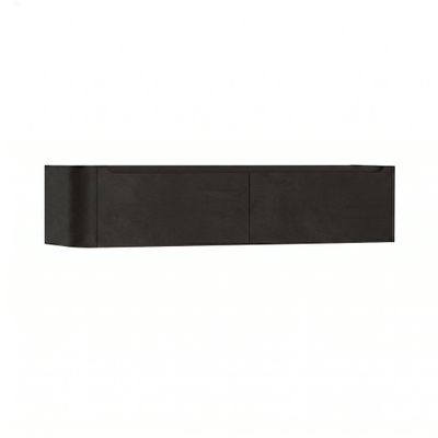 H&R Badmeubelen Juice Wastafelonderkast - 180x45x40cm - linkerhoek afgerond - 2 lades - geïntegreerde greep - basalt