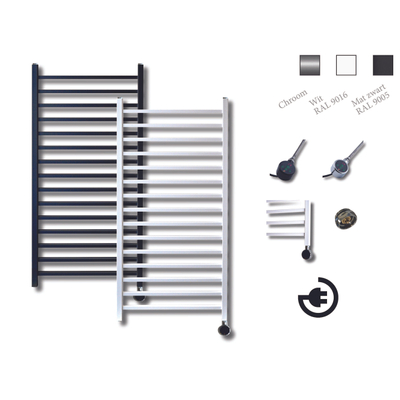 Sanicare Qubic Elektrische Design Radiator - 126.4 x 60 cm - 773 Watt - thermostaat zwart rechtsonder - zwart mat