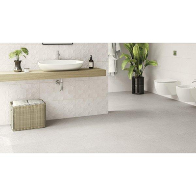 ÉCHANTILLON Ceralto Betona Concrete Carrelage mural 27x42cm 7.7mm pâte blanche Blanc