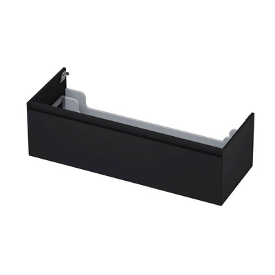 INK Wastafelonderkast - 120x45x35cm - 1 lade - greeploos - MDF lak - Zwart mat